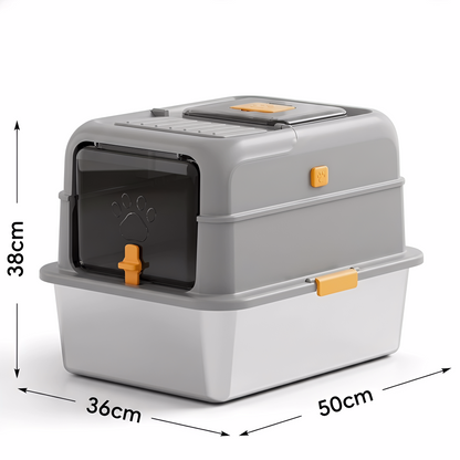 Large Stainless Steel Enclosed Cat Litter Box