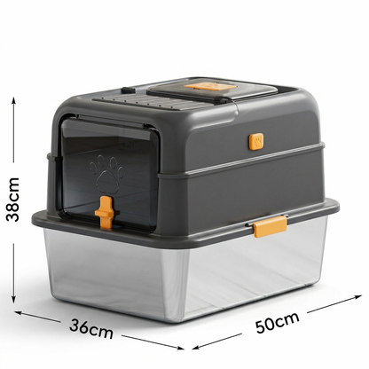 Large Stainless Steel Enclosed Cat Litter Box