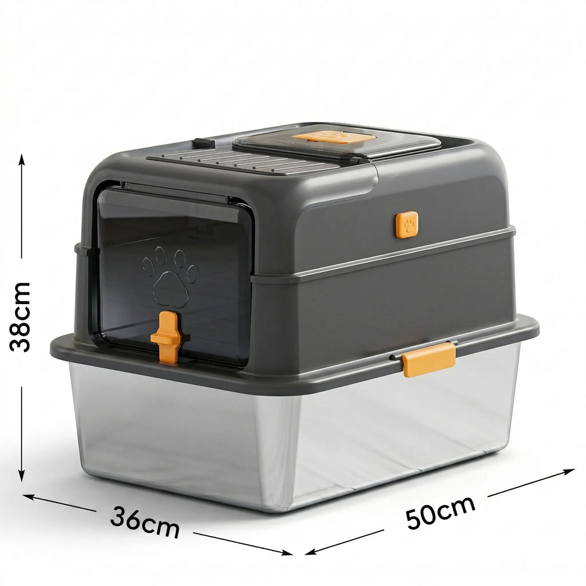 Large Stainless Steel Enclosed Cat Litter Box