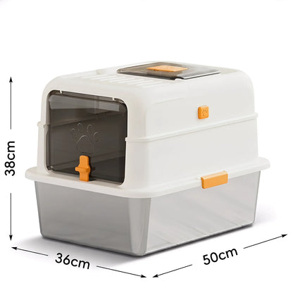 Large Stainless Steel Enclosed Cat Litter Box