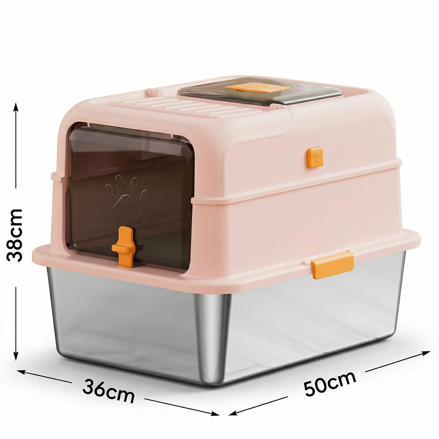 Large Stainless Steel Enclosed Cat Litter Box