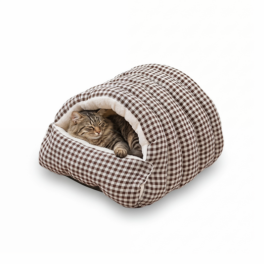 Cave Style Cat Bed with Wind-Resistant Design