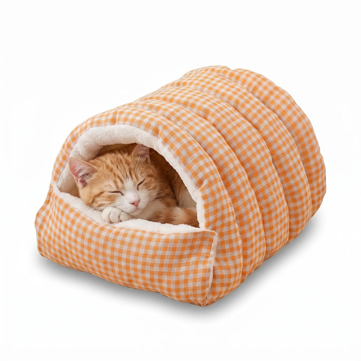 Cave Style Cat Bed with Wind-Resistant Design