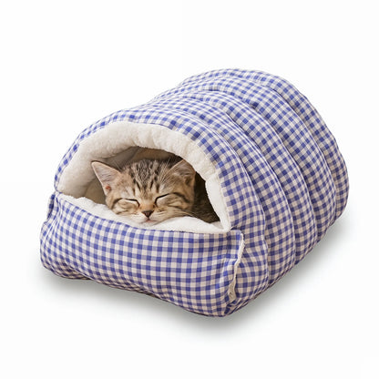 Cave Style Cat Bed with Wind-Resistant Design