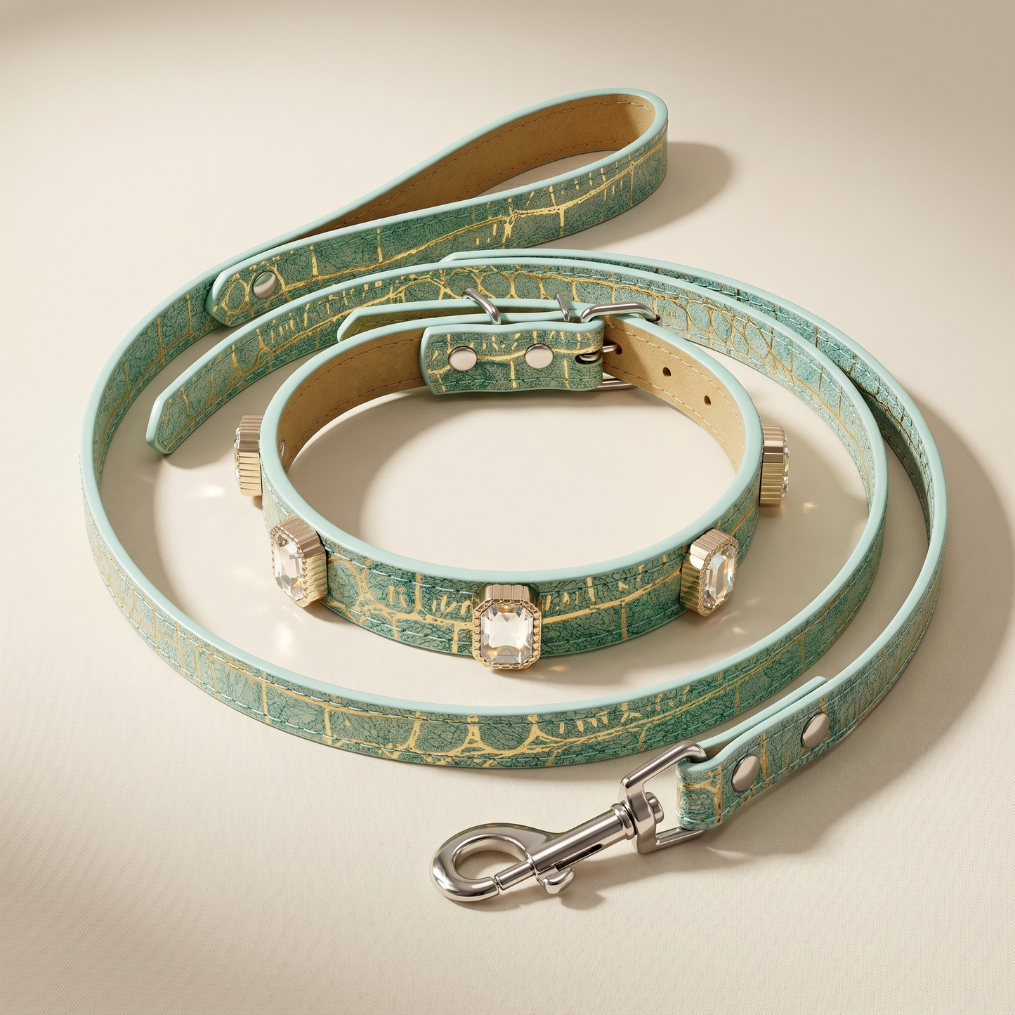 Stylish Crystal Dog Collar and Leash Set