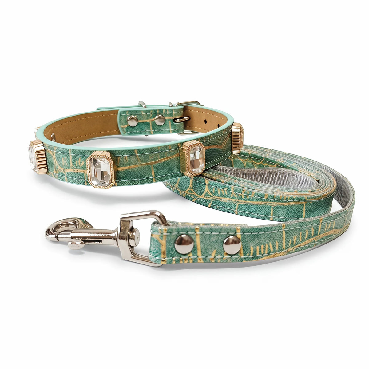 Stylish Crystal Dog Collar and Leash Set