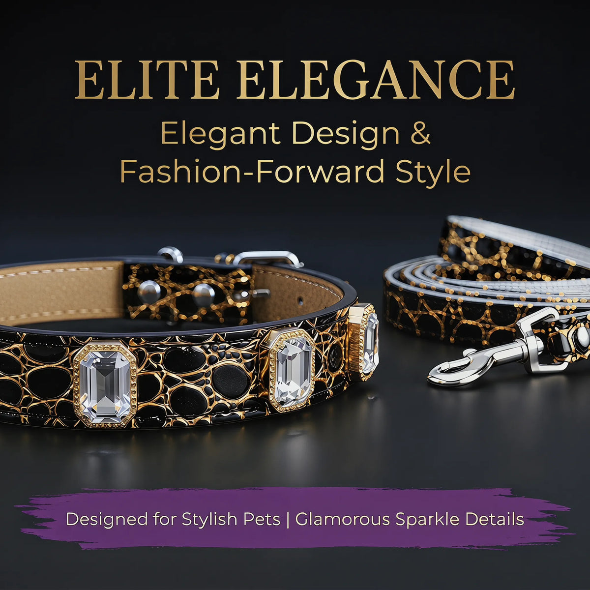 Stylish Crystal Dog Collar and Leash Set