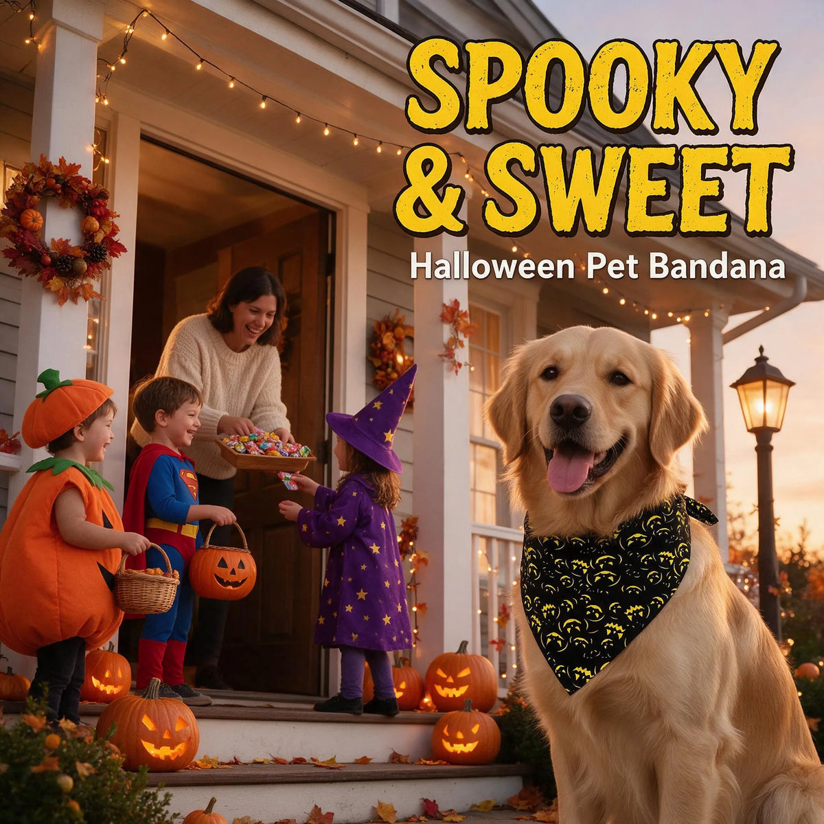 5 piece halloween dog bandana set