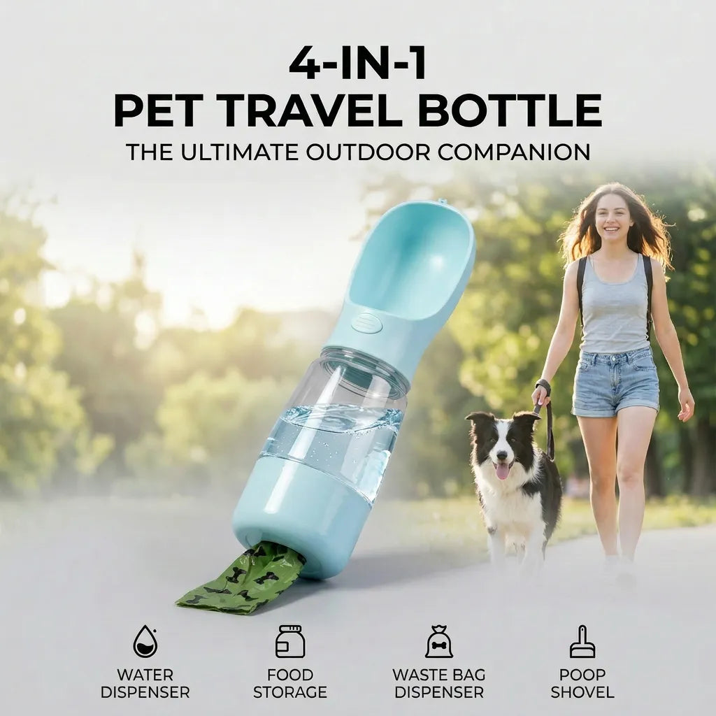 dog water bottle with food container