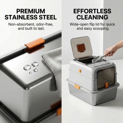 flip-top cat litter box for indoor cats
