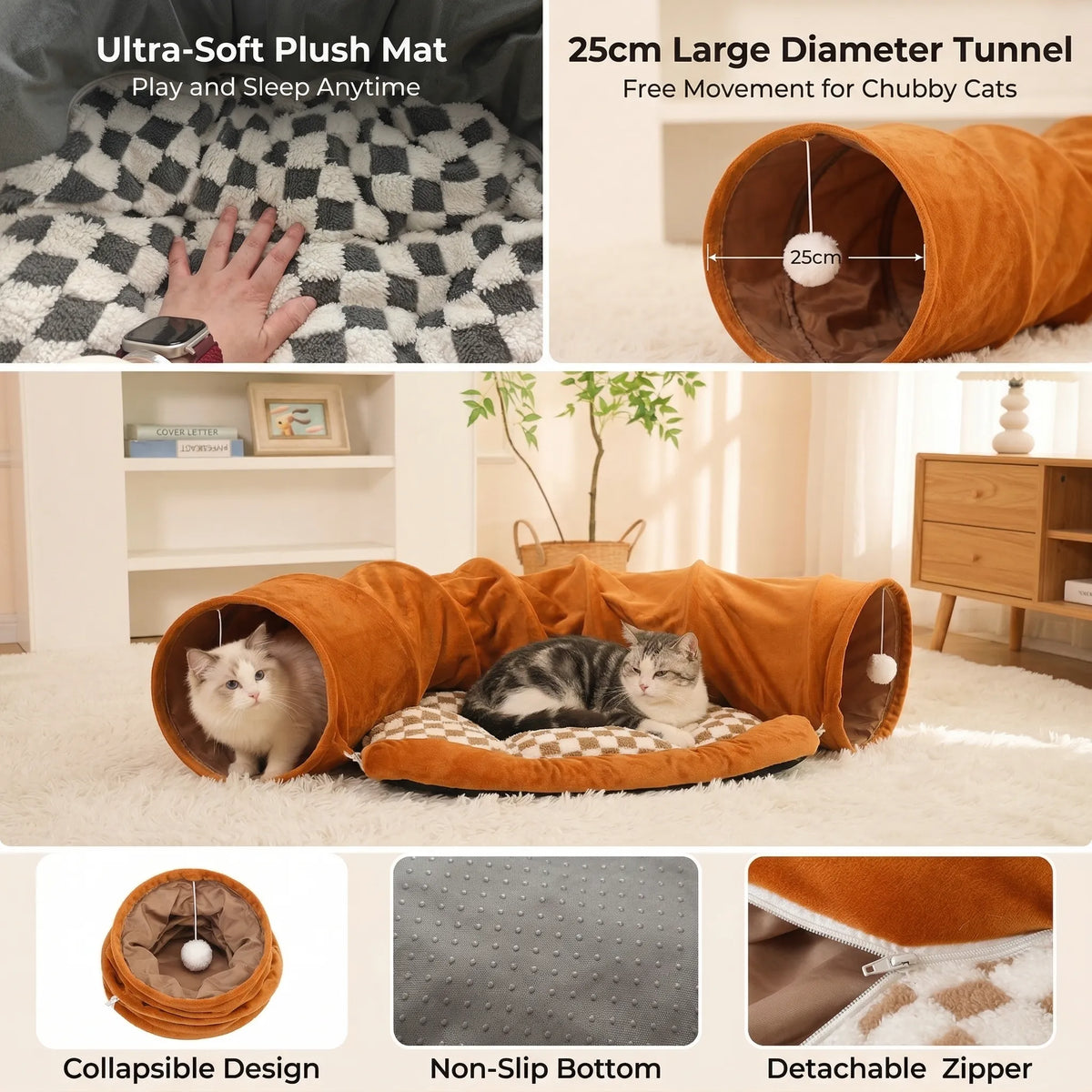 foldable cat tunnel bed indoor
