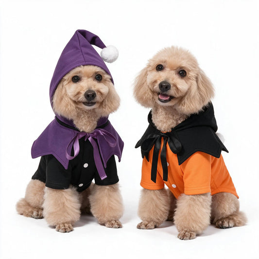 halloween dog hoodie outfit with neck accessory
