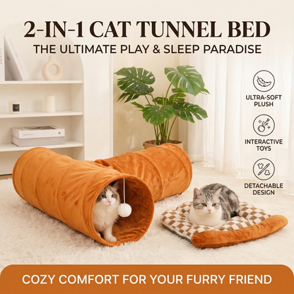 interactive cat tunnel toy bed