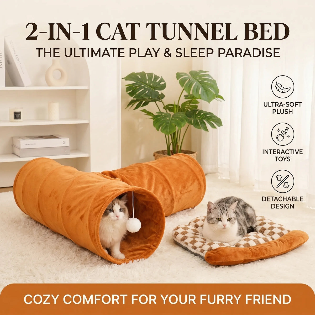 interactive cat tunnel toy bed