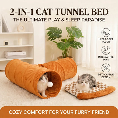 interactive cat tunnel toy bed