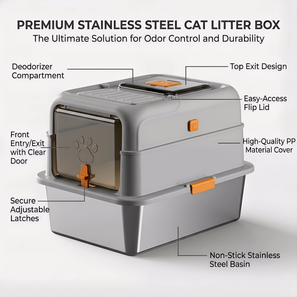 large easy-clean cat litter tray
