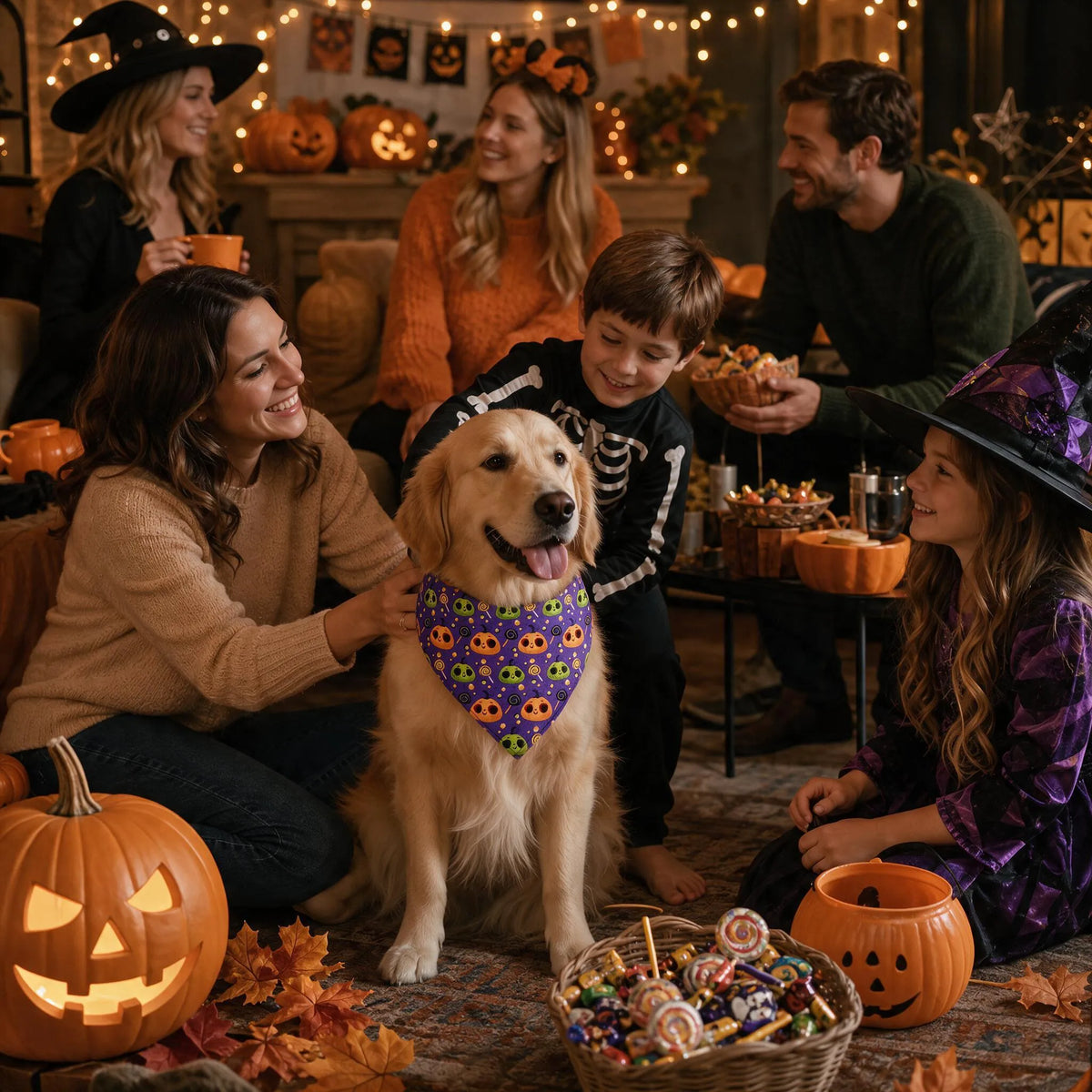 pumpkin ghost bat dog bandana