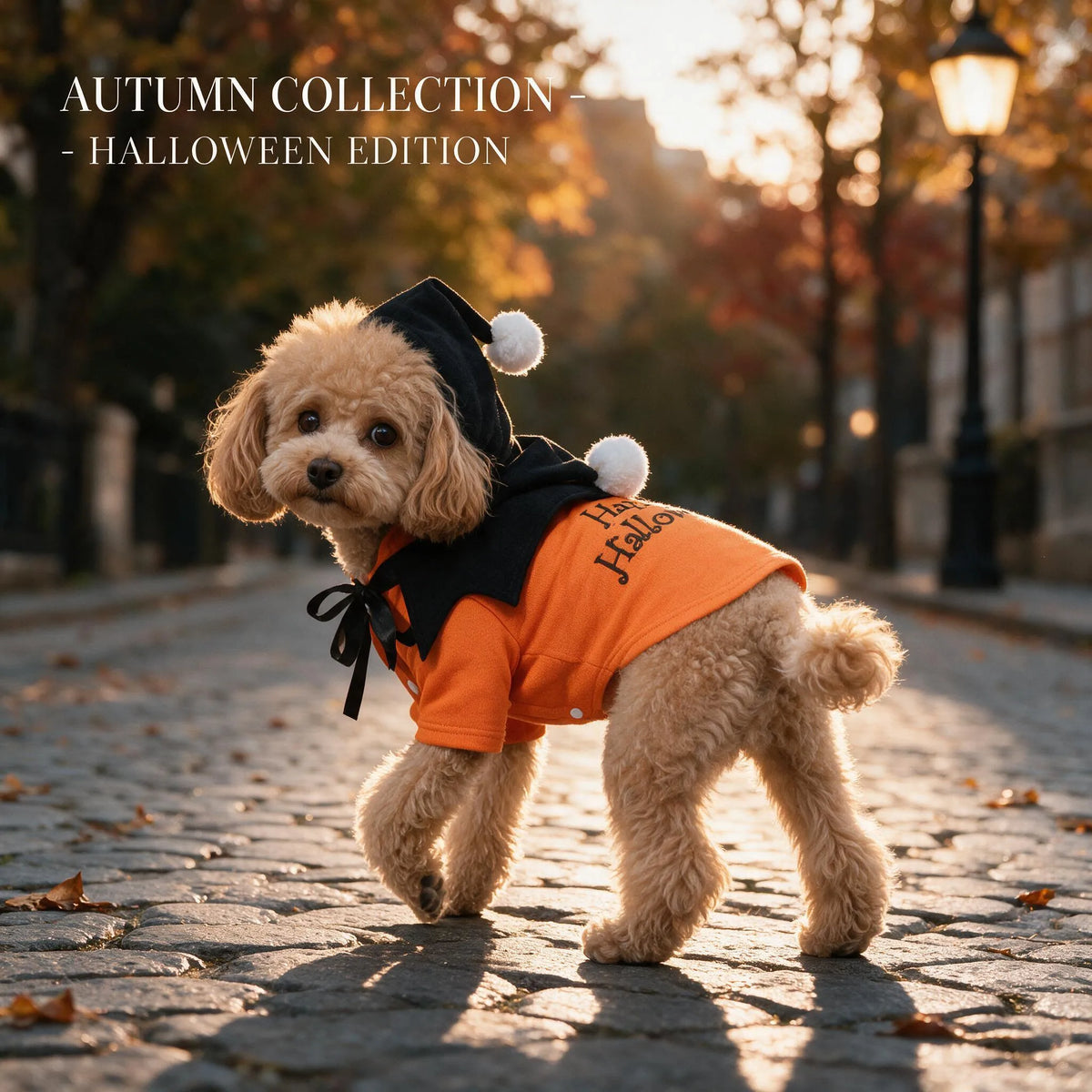 purple halloween dog clothes with neck accessory