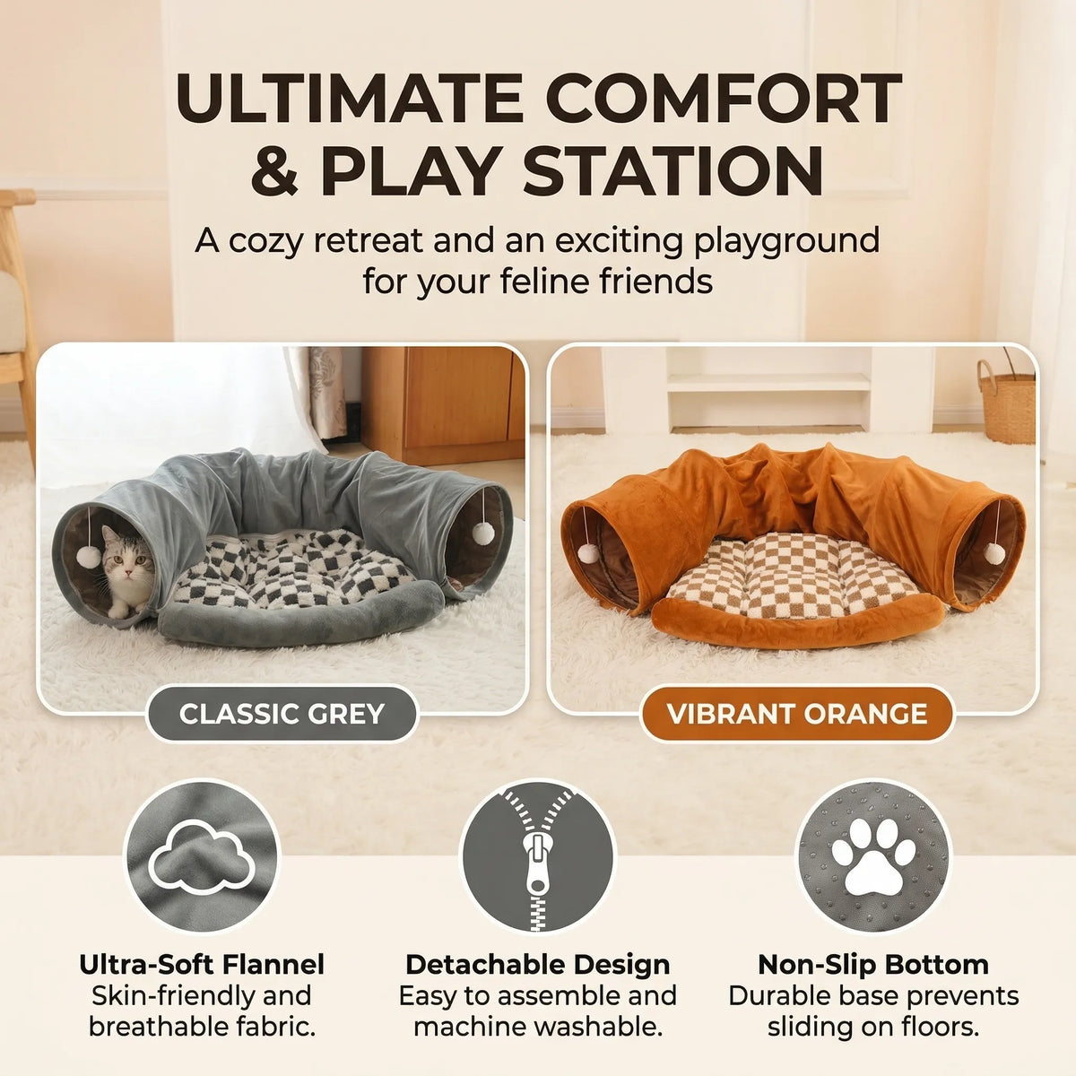 soft cat tunnel play bed